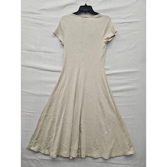 Universal Thread Womens Oatmeal Heather Rib Knit Button Front Midi Dress Size M - Picture 2 of 7